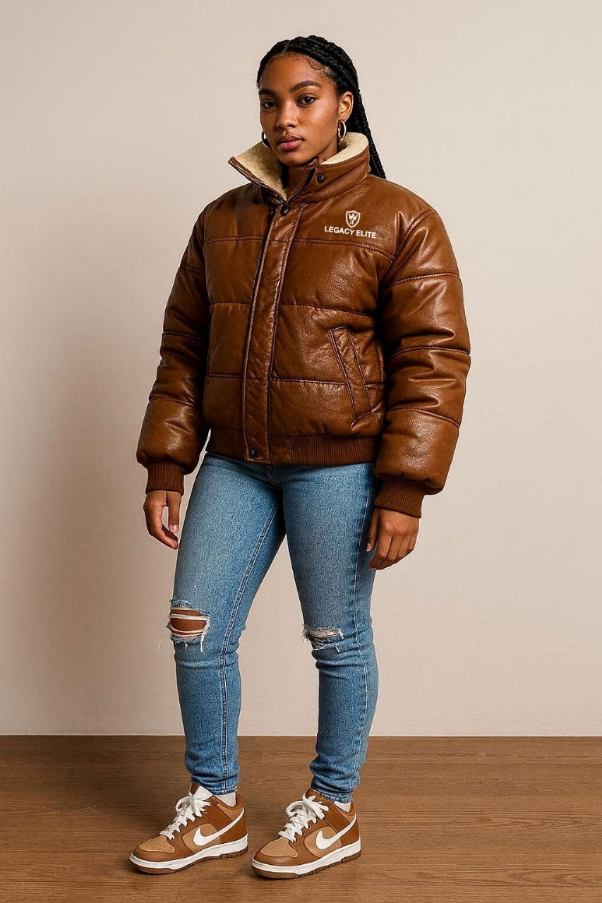 LE Womens Leather Bomber