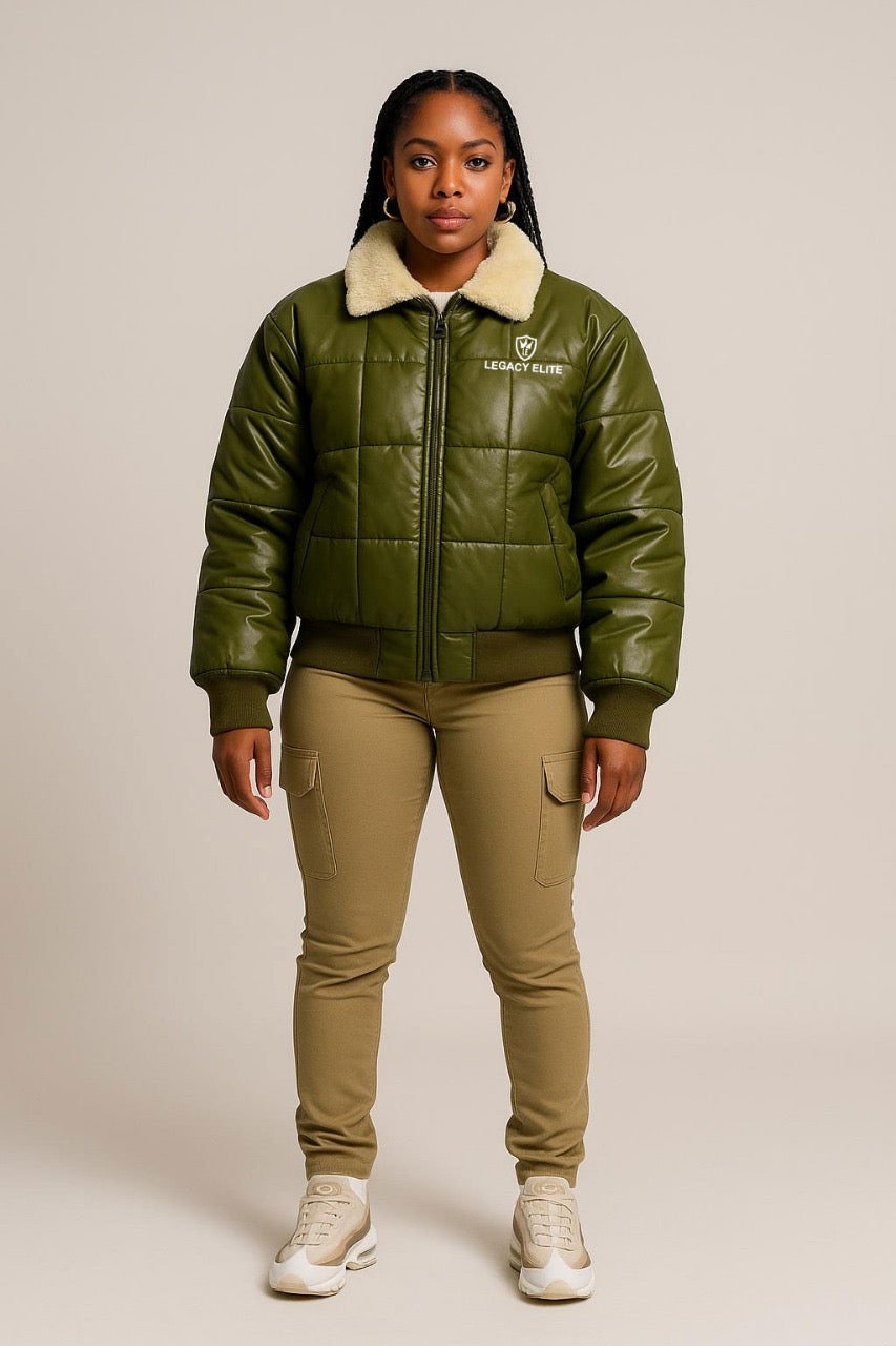 LE Womens Leather Bomber