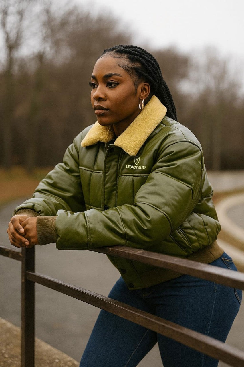 LE Womens Leather Bomber