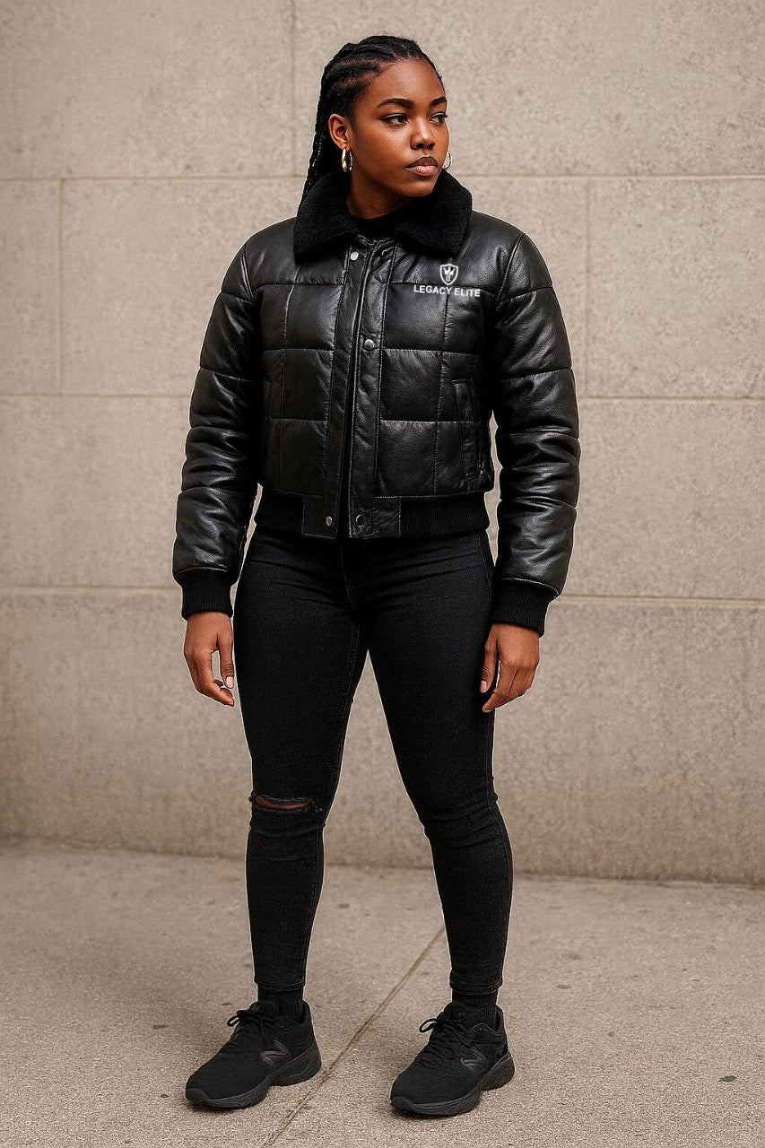 LE Womens Leather Bomber