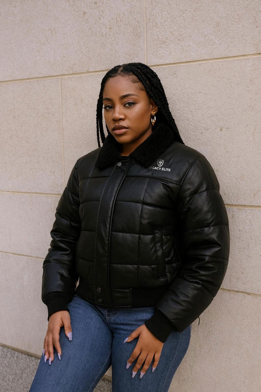 LE Womens Leather Bomber