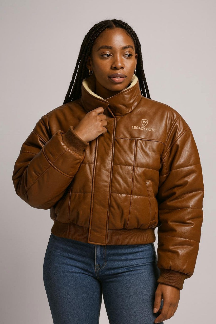 LE Womens Leather Bomber